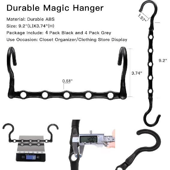 Closet Organizers and Storage,8 Pack Stronger Space Saving Hangers Clothes Hanger with 5 Holes Closet Storage for Heavy Clothes,Magic Home