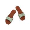 FOREADA Women Slides Round Toe Flats Narrow Band Sandals Concise Design Slippers Ladies Fashion Shoes Summer Beige Green 46