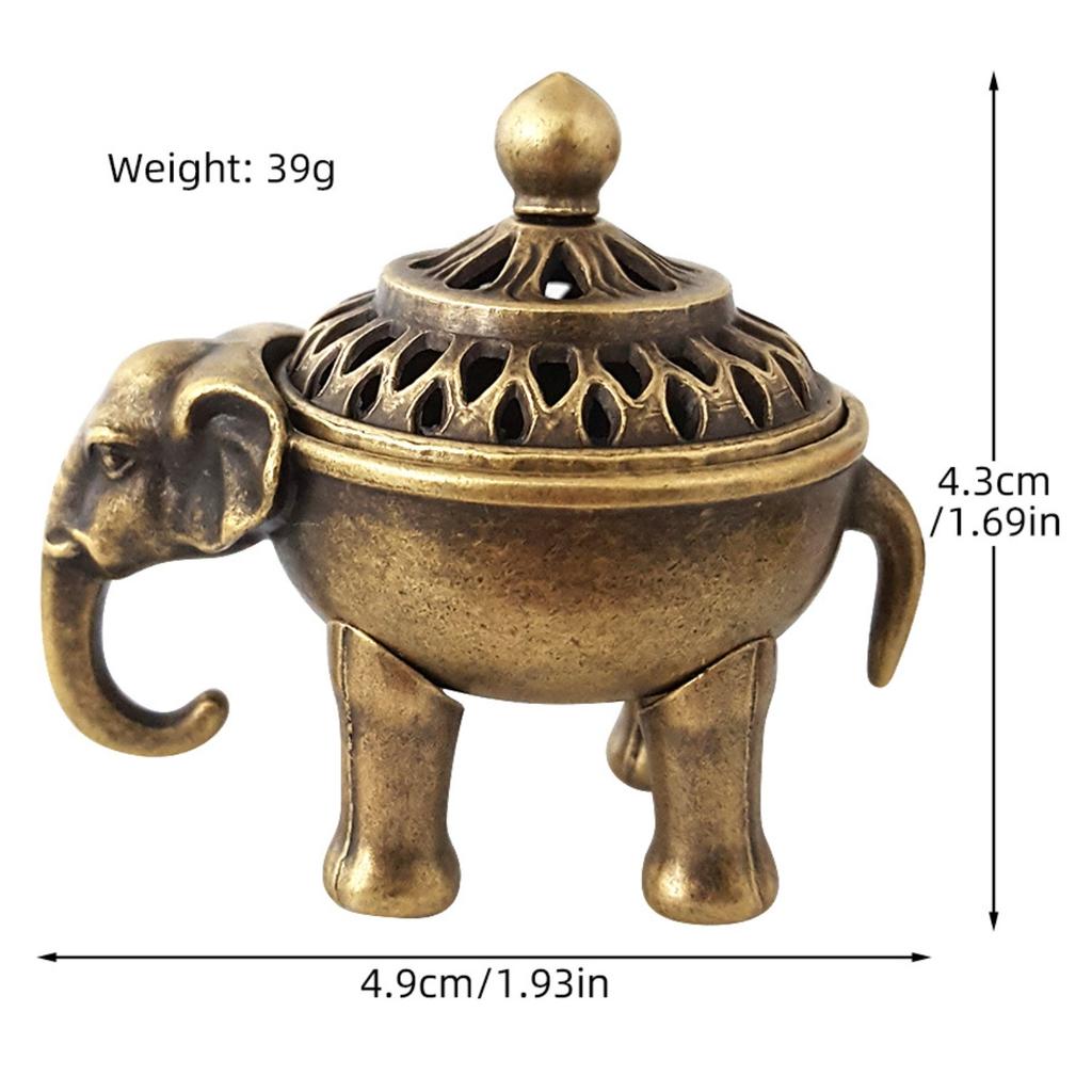 Mini Metal Backflow Incense Holder Elephant Cone Coil Incense Burner Ash Catcher with Lid, Aromatherapy Ornament Home Office Decoration
