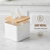 Square Tissue Box Holder Wood, PP Storage Organizer Kitchen Tissue Box Cover  Home Use