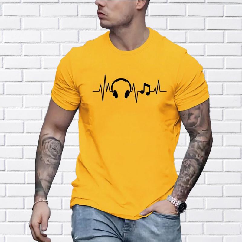 Новая летняя мужская модная футболка с гарнитурой, мужская футболка с принтом сердечного ритма, топ