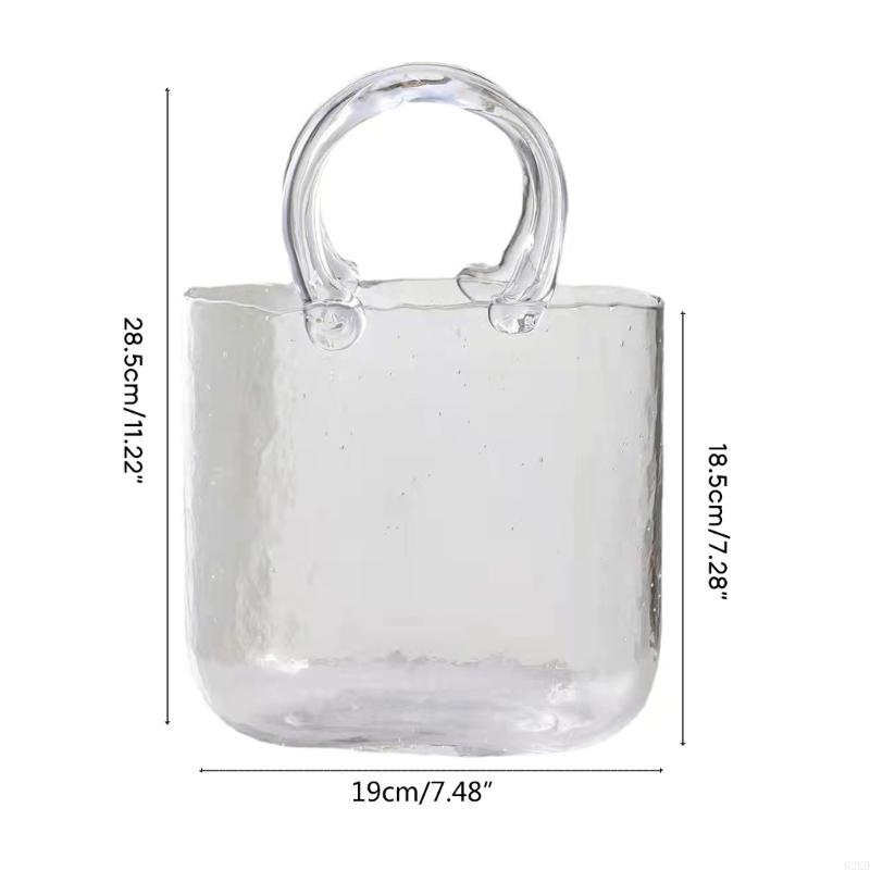 62KD Clear Glass Vase Fish Vase Bucket Decorative Flower Pot Desktop Ornaments for Home Festival Wedding Decoration