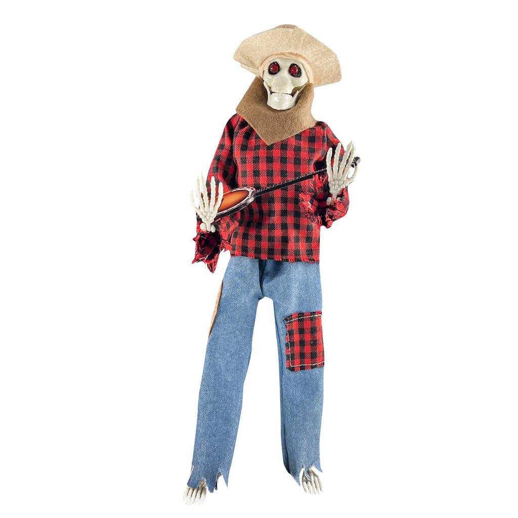 Halloween Fun Skull Playing Guitar Luminous Ornament Room Decor Farmhouse Skeleton Sculpture Christmas Decoration Gift 2025