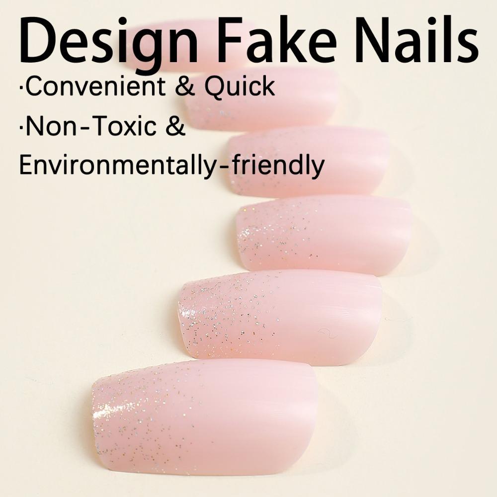 Полное покрытие, накладные ногти для балерины, носимые маникюрные типсы, съемный пресс на ногтях для девочек