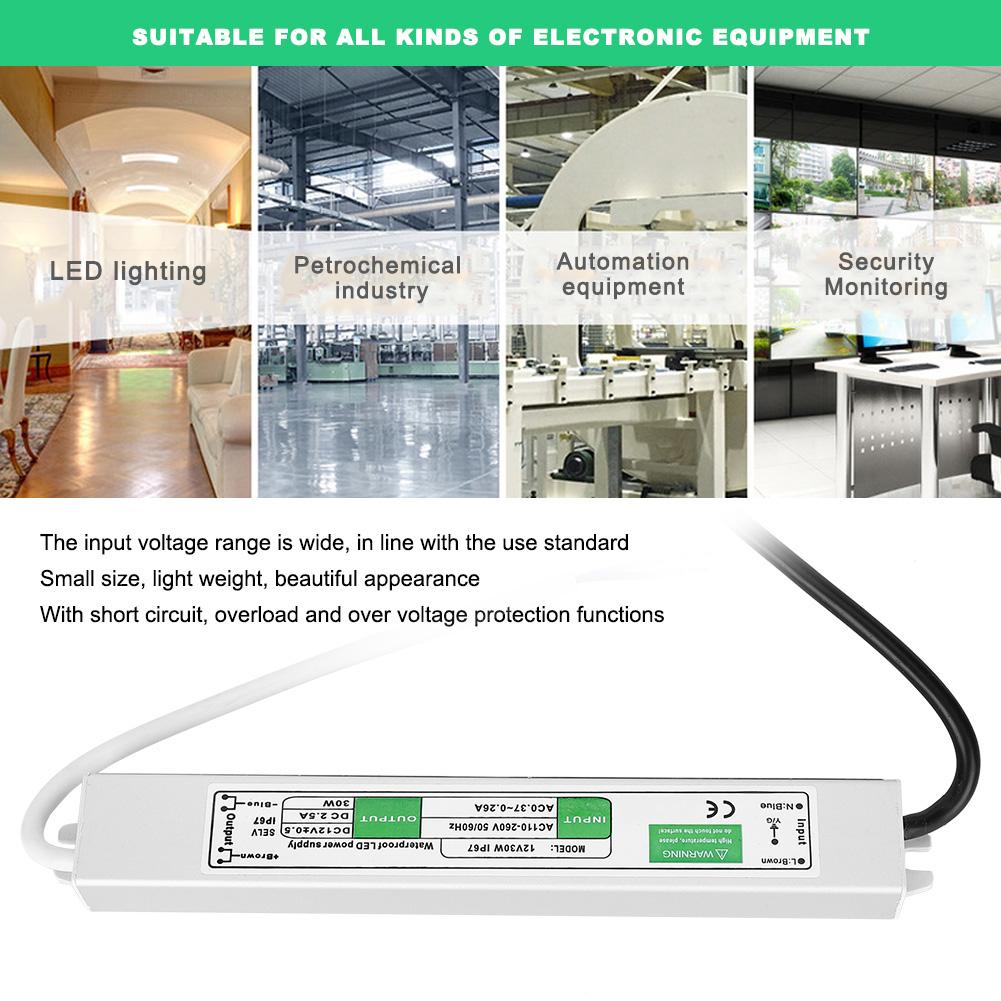 12В 30Вт Светодиодный Водонепроницаемый Импульсный Источник Питания Уличный Водонепроницаемый Светодиодный Драйвер Электрические Компоненты