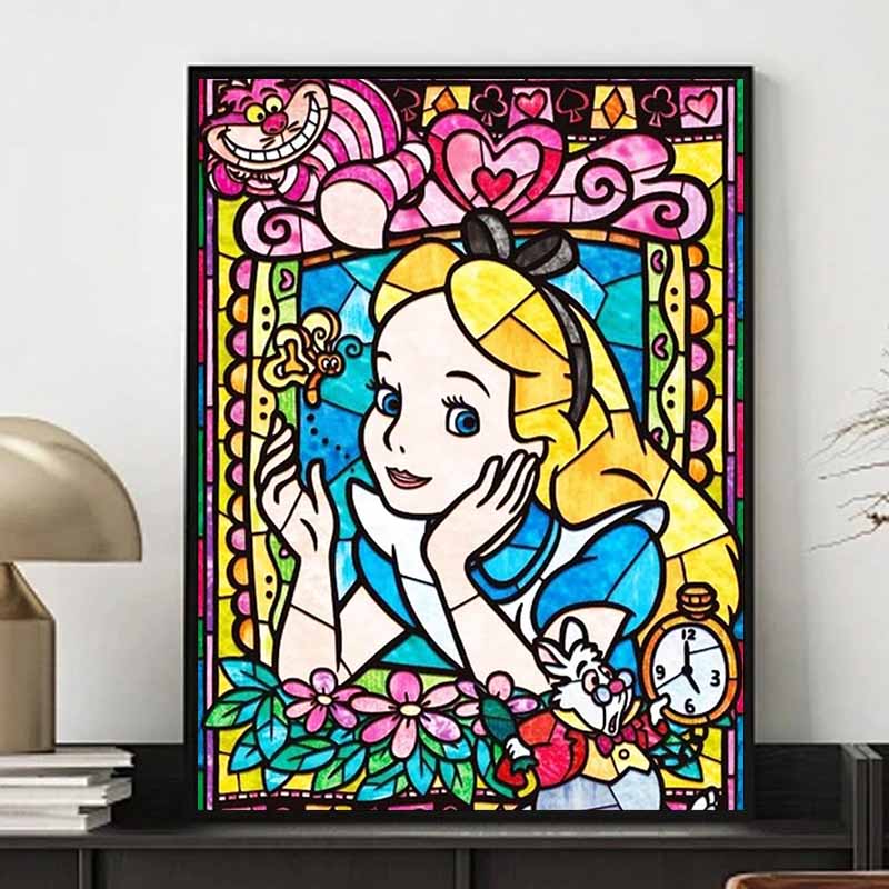 Disney Алмазная живопись 'Алиса в Стране чудес' Витраж Милый DIY Мозаика из страз Набор для вышивания крестиком Вышивка Подарок Декор для дома