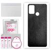 apgo Protective Skin Sticker for the Back Compatible with Honor Play 9A, Wrap Film, Foil, Vinyl - Pattern Black Leather