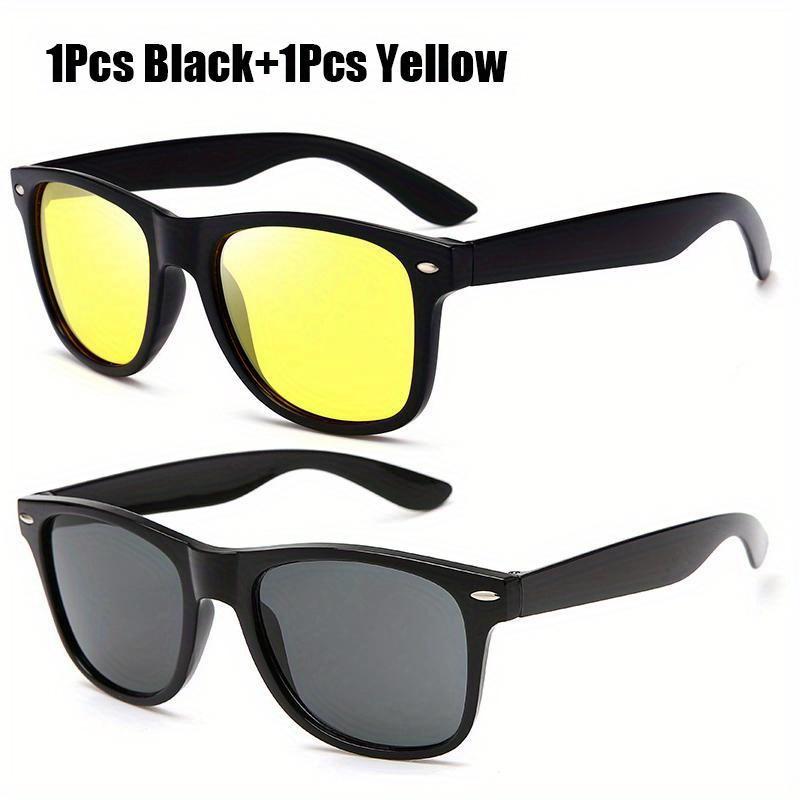 2 шт., автомобильные мужские модные солнцезащитные очки ночного видения, унисекс, уличный спортивный декор, солнцезащитные очки для водителя, желтые очки, очки