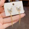 Dangle Butterfly Tassel Drop Earrings Shiny Zircon Stud Earrings Long Pendant Earrings  Party