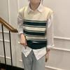 Sweater Vest Autumn and Winter Korean Edition Contrast Stripe Inner Knitted Vest Female Sleeveless Sweater Pullover Female Top