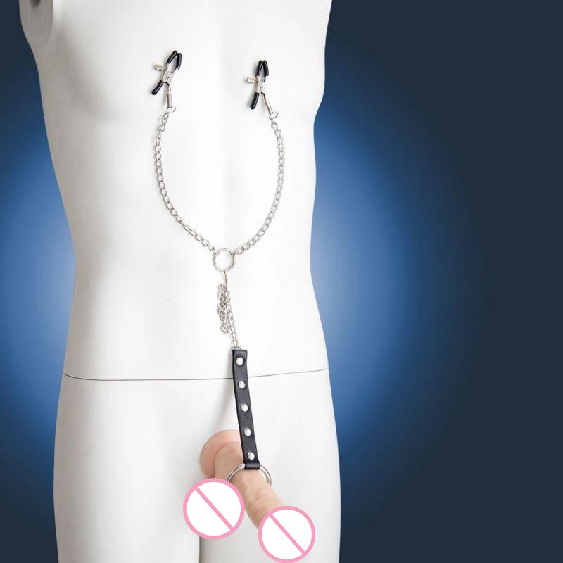 textureMetal Chain Nipple Clamps for Couples Adjustable Breast Clip Bondage Accessories for Sensual Bedroom Foreplay