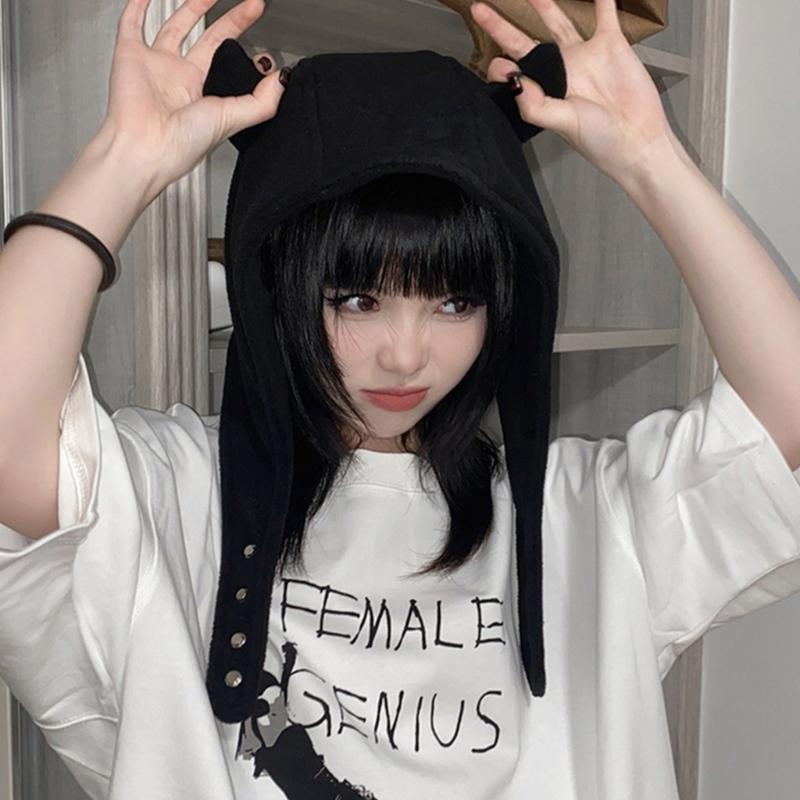 Однотонная шапка с защитой ушей, флисовая шапка, забавная шапка в форме воловьего рога, теплая пушистая зимняя флисовая шапка, подарки на день рождения для взрослых