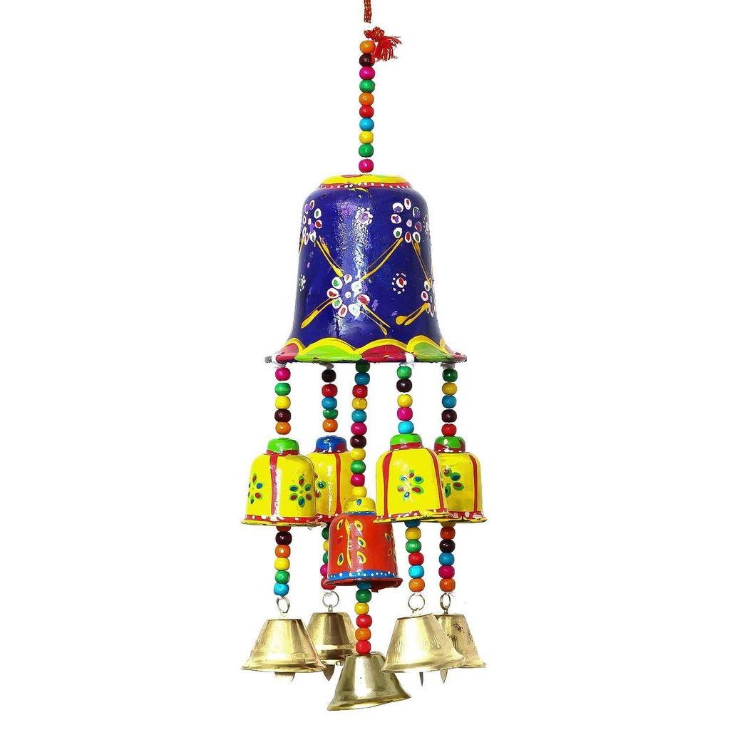 Multicolor Handcrafted Beautiful Bell Shaped Door Window Wall Hanging Wind Chimes Decorative Showpiece- Diwali Decoration Items for Home Decor