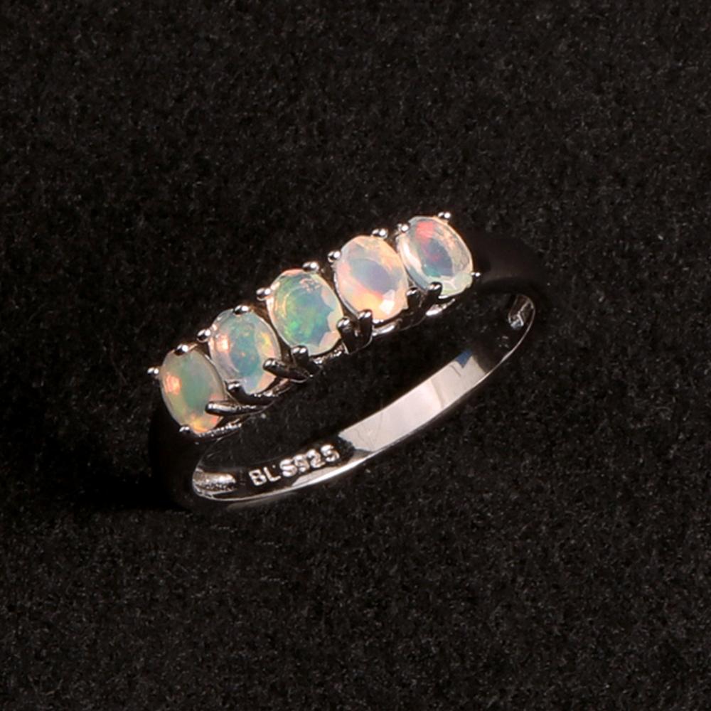 925 Sterling Silver Simple Ring Natural Opal Gemstone Fine Jewelry Opal Cut Ov 3*4mm 5 Pcs Stone Ring