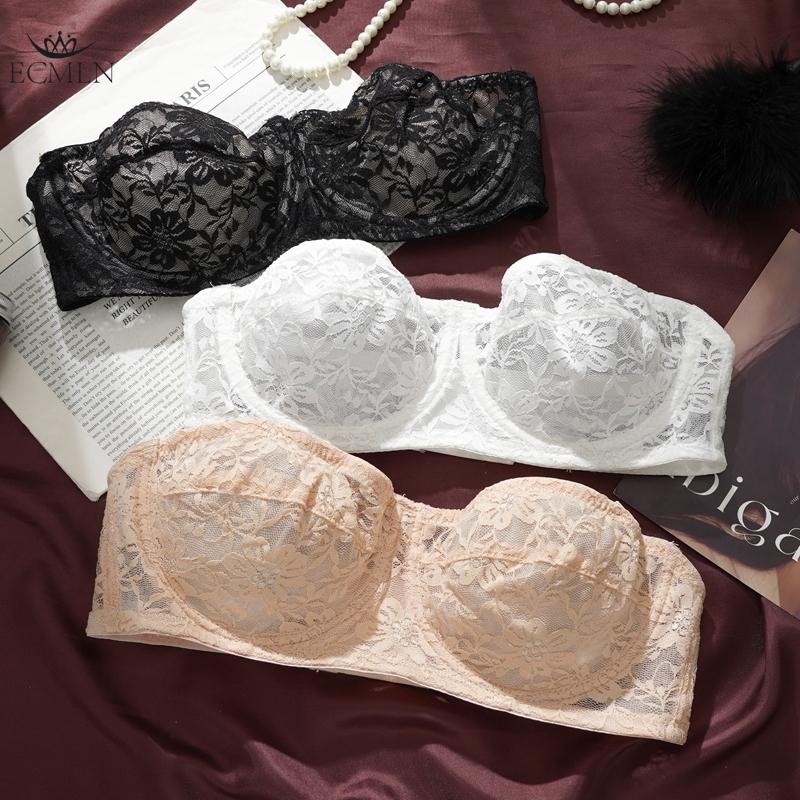 Sexy Women Ultra-thin Strapless Underwear Anti-slip Invisible Soft Breathable Bra Lace Steel Ring Push Up Bra