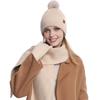 Yousheng 3Pcs/Set Women Hat Scarf Gloves Set Double-Layer Velvet Plush Ball Hat Cold Protection Scarf Touchscreen Gloves Set Ski Cycling Gear