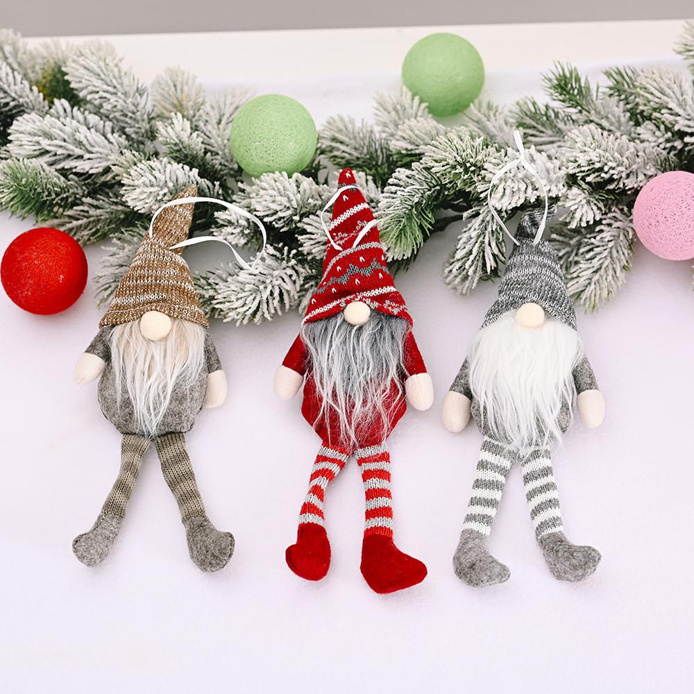 Plush Striped Festive Forest Old Man Hanging Leg Decoration For Holiday Cheer