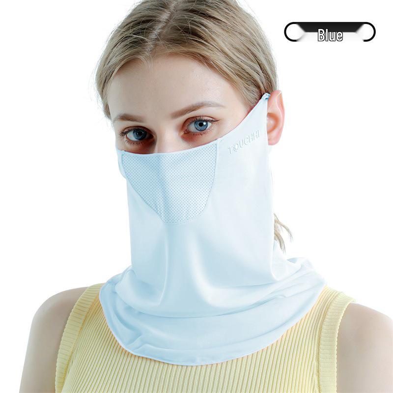 Женская маска для лица от солнца из ледяного шелка с 3D-защитой для глаз - Дышащая, тонкая и румянец для езды на велосипеде на открытом воздухе