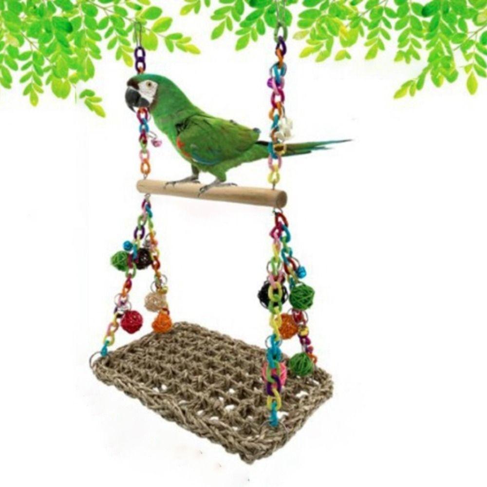 Boredom Bite Resistant Hanging Bird Toy Parrot Climbing Net Pet Hammock Bird Perch Parrot Swing Toy