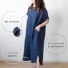 Bloom Gauze Made in Short Sleeve Loungewear/One-Mile Wear, Triple-Layer Dress, Women's, Japan, (Gray)