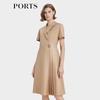 PORTS Women's Elegant Lapel Waist-Cinching Dress LP8D130RWP117