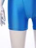 Womens Oil Shiny Bodysuit Swimwear Sheer Mesh Patchwork Mock Neck Sleeveless Back Zipper Boxer Bottom
