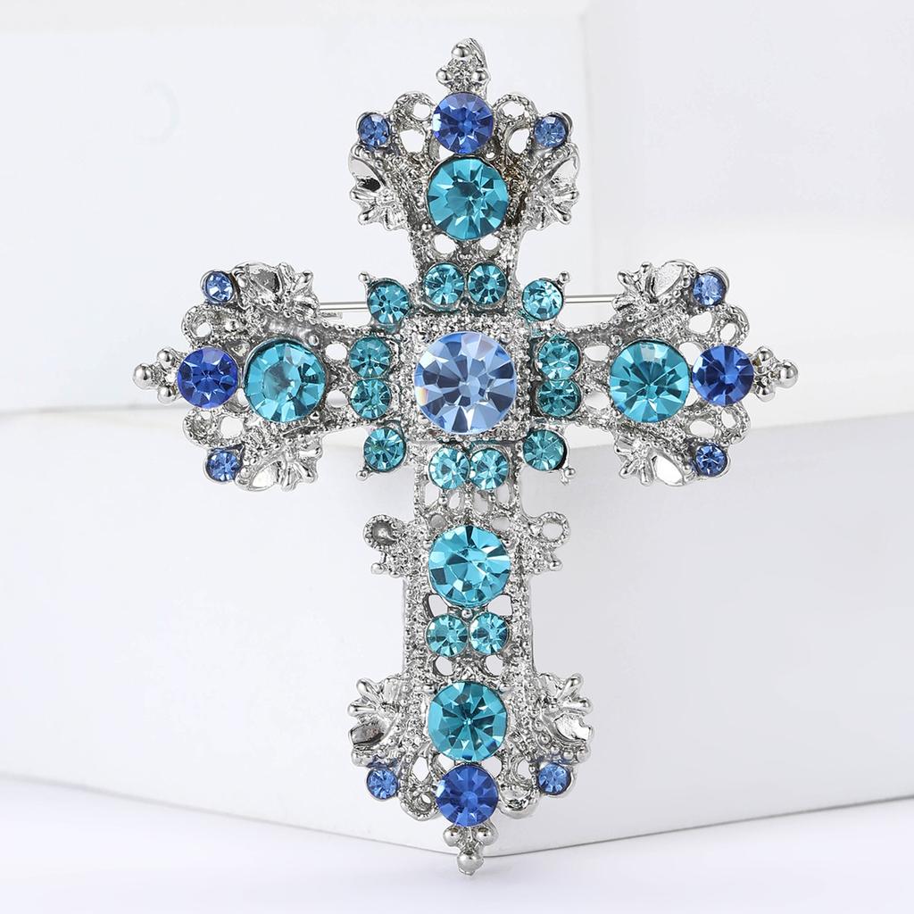 Fashion Creative Alloy Rhinestone Cross Brooch Personality Trend Women'S Clothing Corsage Ornament Pin