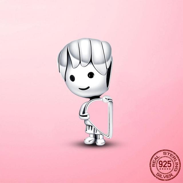 Valentine Gift 925 Sterling Silver Little Boy Girl Couple Charm Beads Fit Fashion Charms Bracelet Original 925 Silver Jewelry