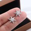 High Quality Shiny Star Shaped Lady Pentagram Stud Earrings Superflash Zircon Party Anniversary Jewelry Gift