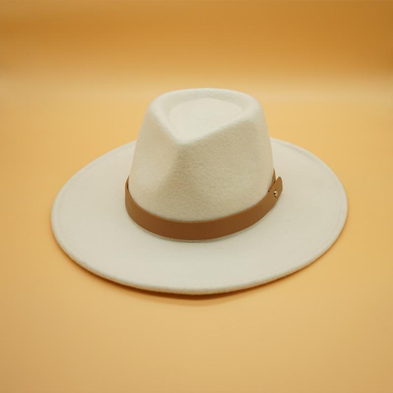 White Retro Woolen Belt Panama Jazz Top Hat Female Autumn And Winter French Felt Blogger The Same Internet Celebrity Tide