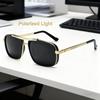 New Fashion Double Beam Polarized Men'S Sunglasses Retro Neutral Driving With Thick Edges Uv400 Sunscreen Sunglasses