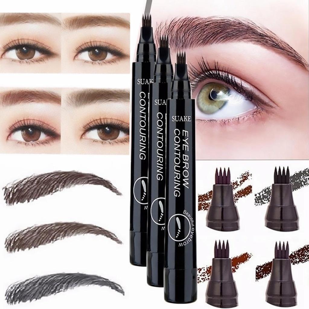 Four Fork Eyebrow Pencil Waterproof Non-makeup Natural Three-dimensional Color Liquid Eyebrow Pencil Lasting Setting Women's Cosmetics Makeup