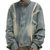 Мужская джинсовая куртка в стиле ретро пэчворк - Свободный крой, Повседневный универсальный дизайн для весны и осени