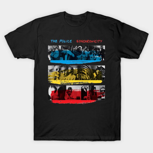 Мужская черная футболка с принтом Synchronicity The Police Печать на бумаге без вырезания Хлопковая футболка