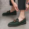 Fashion Men's Casual Shoes Suede Genuine Leather Mens Fashion Slip-on Tassels Party Wedding Loafers Men Comfortable Driving Flats