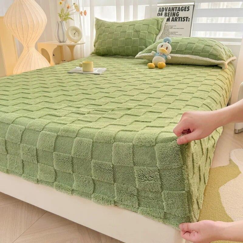 Зимняя теплая простыня из бархата и флиса, одноместное/двойное/королевское/королевское размеры, плюшевый наматрасник, толстый чехол