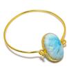 Republic Larimar Gemstone 925 Sterling Silver Cuff Bangle Adjustable GK-6163