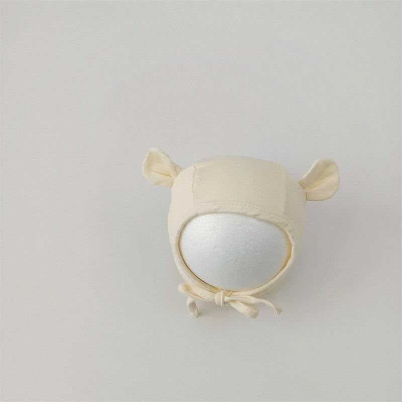 Милая мультяшная шапка для новорожденных с медвежьими ушками для маленьких мальчиков и девочек, корейская однотонная детская шапка, весенне-осенняя шапка для малышей