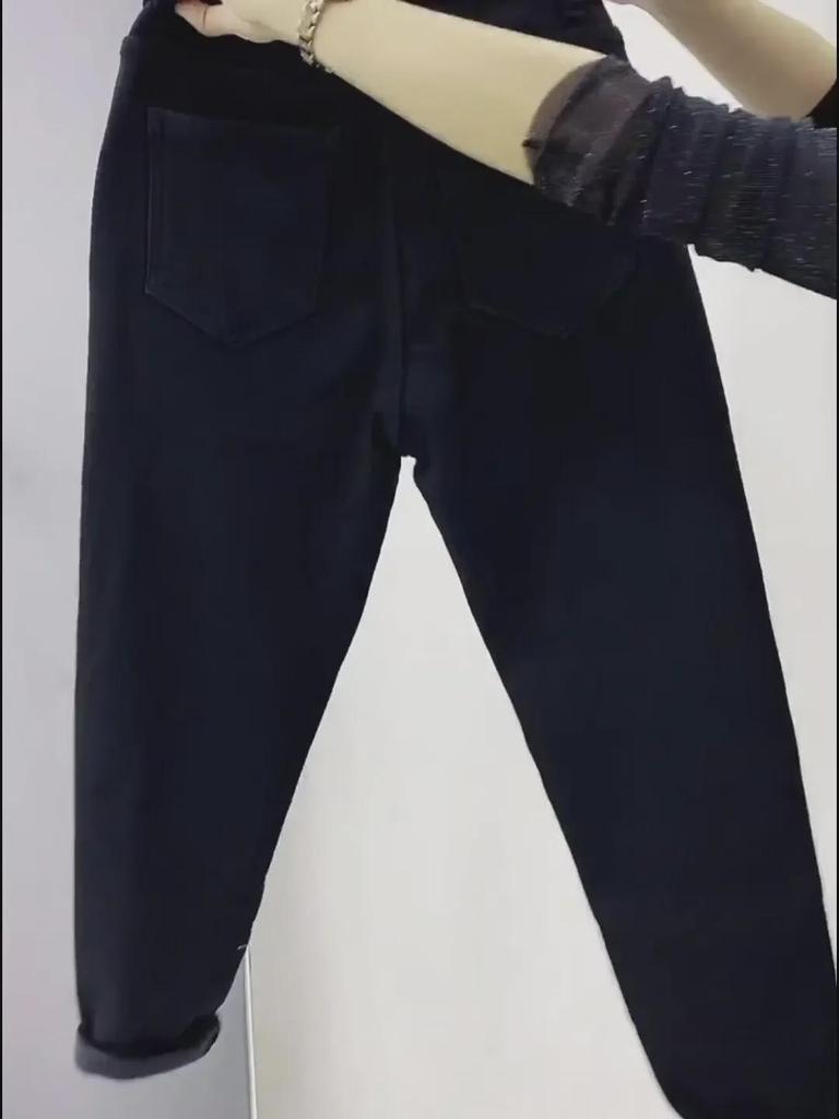 Женские джинсы-каррот с высокой талией, осень/зима 2023 г. — свободный крой, утягивающий, фасон шаровары большого размера.