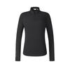 Fitted Stand Collar Knitted Long Sleeve T-Shirt Women Tops Deep-Black A11W515218F-BK