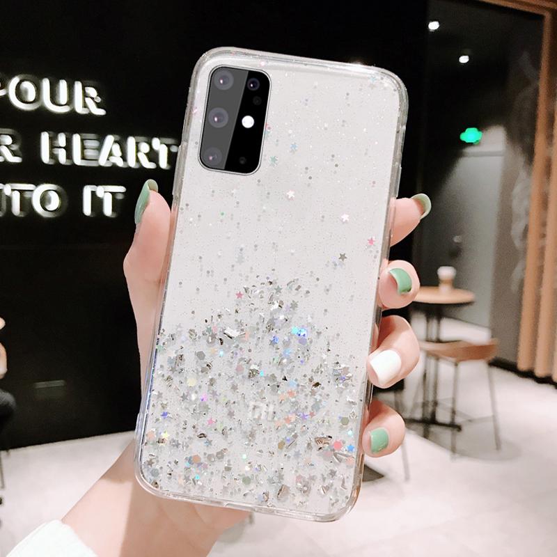 Блестящий силиконовый чехол со звездами и блестками для Samsung S25 Ultra S24 FE S26 S23 S22 Plus A16 A56 A57 A36 A55 A35 A15 A25 A14 5G A26 A17 A37 Сияющий чехол с пайетками