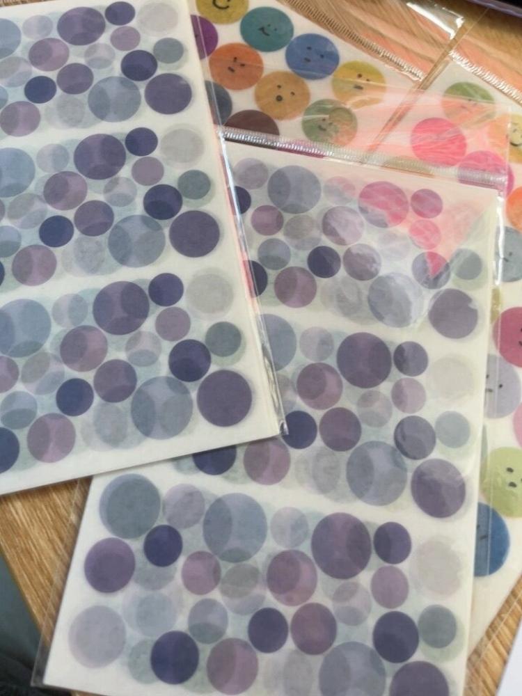 6 Sheets Round Star Washi Stickers Cute Kawaii Self Adhesive DIY Scrapbook Journal Stationery Supplies