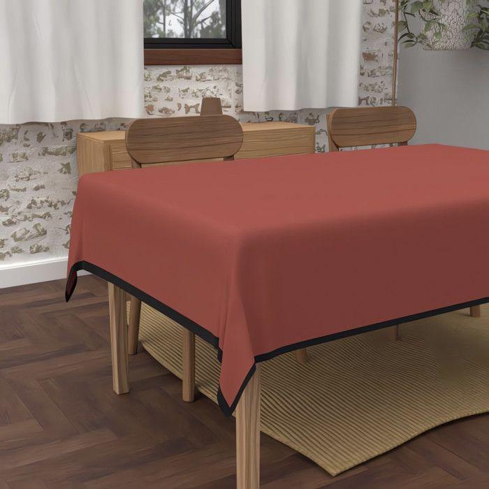 Rectangular Stain-resistant Tablecloth In Washed Microfibre 140x240 Cm BOHEME Brick, by Soleil d'Ocre