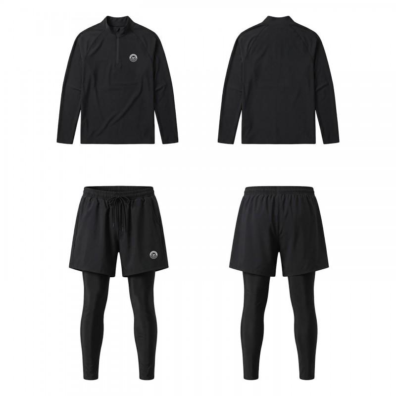 Mens Long Sleeve Rash Guard Set Quick Dry UV Protection Surfing Dive Suit Double Layer Pants