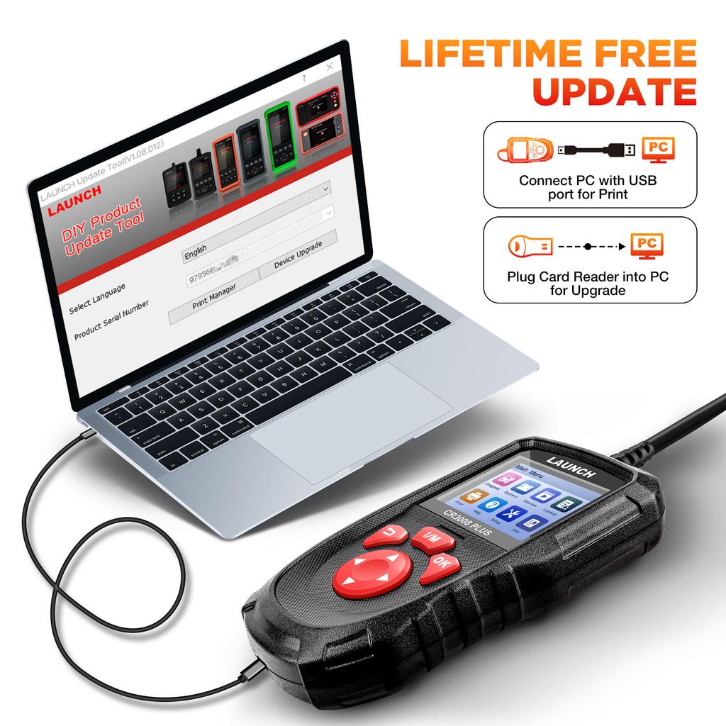 LAUNCH CR3008 PLUS OBD2 Сканер Диагностические Инструменты Двигателя и Аккумулятора Автомобильный Считыватель Кодов Сканирование Бесплатное Обновление Онлайн На Всю Жизнь