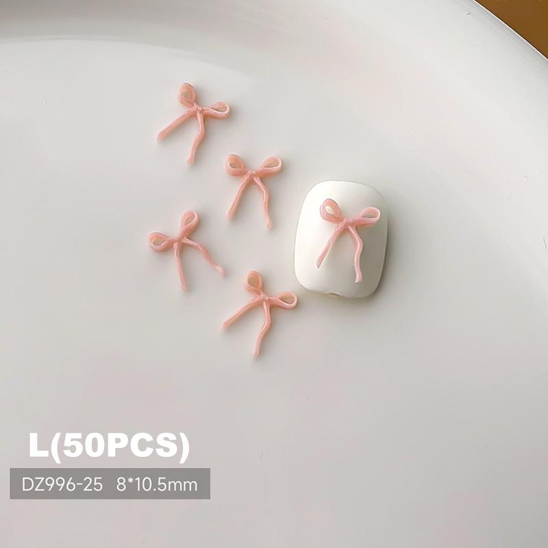 50 Pcs For DIY Manicure And Salon Decoration Soft Mini Bow Shape Nail Art Charms Mix Color 3D Bowknot Resin Accessories