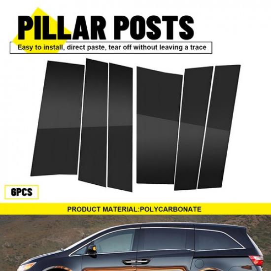 6Pcs Black Pillar Posts For Honda Odyssey 2011-2017 Door Trim Piano Cover Kit