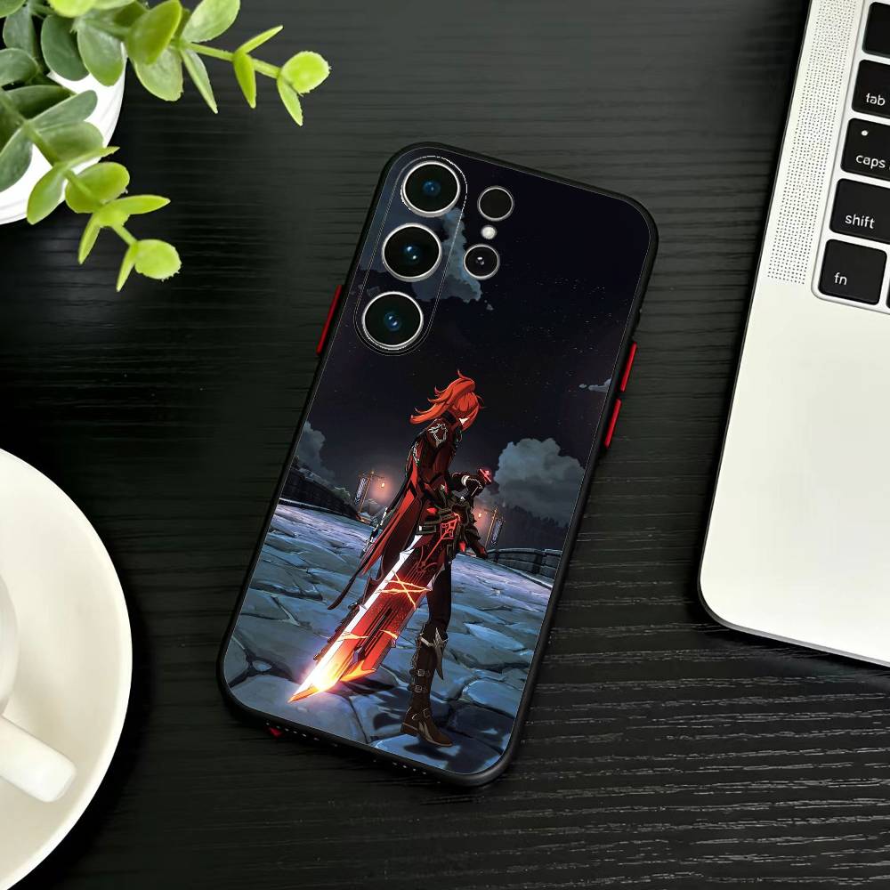 Чехол для телефона U-Genshin A-Kaedehara Kazuha для Samsung S26, S25, S24, S23, S22, S21, S20, Ultra, Plus, FE Черный Мягкий чехол