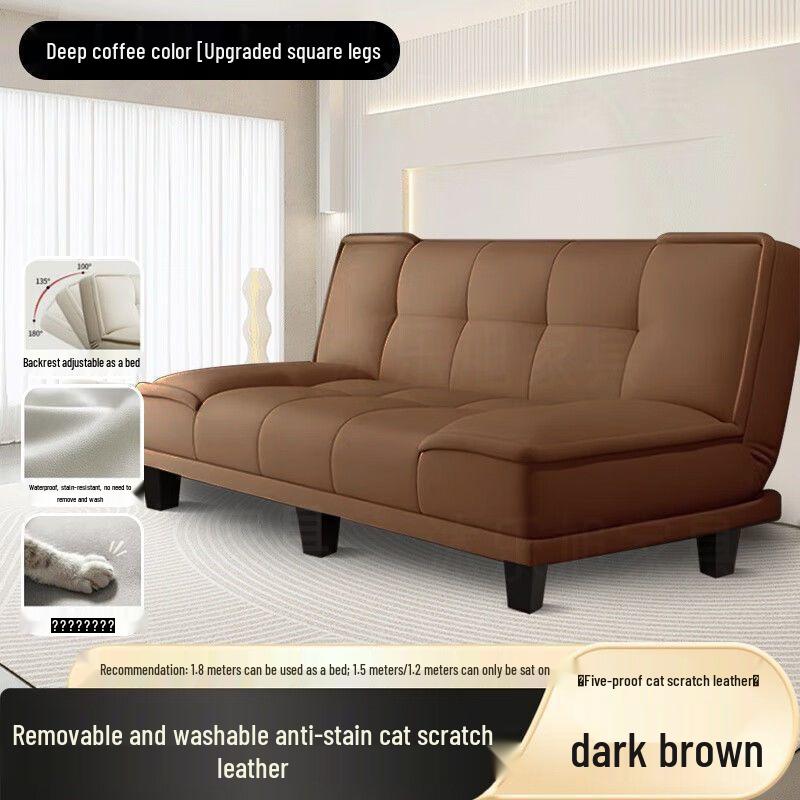 Modern Foldable Leather Sofa Bed for Small Spaces