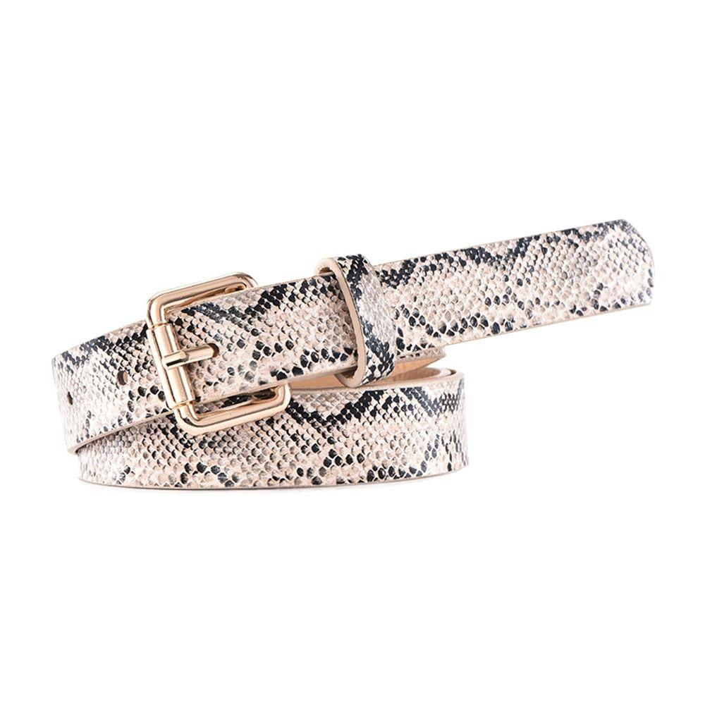 Leopard Print Serpentine Thin Waist Strap Pin Buckle Waistband Trouser Dress Belts Leather Belt
